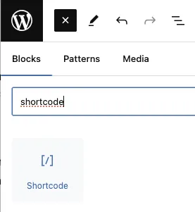 Screenshot of the Shortcode widget in WordPress